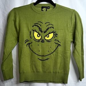 The Grinch Unisex Youth Size Small Green Dr Suesse Ugly Grinch Face Long Sleeve